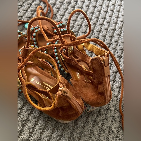 Elina Linardaki Handcrafted in Greece Beaded Gladiator Sandals with Heels - Picture 4 of 5